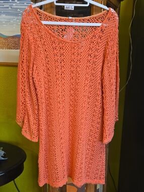 Monoreno Coral Crochet Tunic Dress